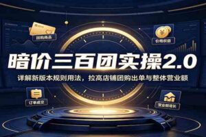 暗价三百团实操2.0：详解新版本规则用法，拉高店铺团购出单与整体营业额-麦资源网
