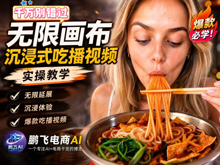 保姆级教程｜用AI*画布做沉浸式吃播，3步直接出片，*画布工作流，操作简单好上手
