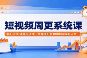 短视频周更系统课：每日90分钟稳定创作，从零涨粉至18000实现月入八千-麦资源网