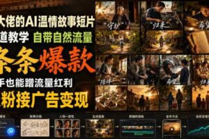 某大佬的AI温情故事短片赛道教学，自带自然流量，条条爆款，新手也能蹭流量红利，涨粉接广告变现-麦资源网