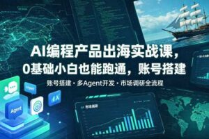 AI编程产品出海实战课，0基础小白也能跑通，账号搭建・多Agent开发・市场调研全流程，月入千刀跨境变现教程（更新0822）-麦资源网
