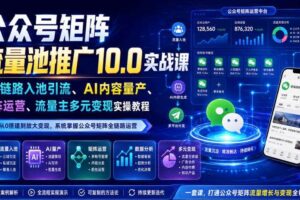 公众号矩阵流量池推广10.0实战课｜全链路入池引流、AI内容量产、矩阵运营、流量主多元变现实操教程-麦资源网